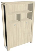 Dulap înalt pentru haine Verno+ S 140 x 46 x 210 cm, cu rafturi, salcâm / negru