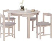 Set de sufragerie 1+4, lemn masiv, alb model lemn /gri-bej, DOMIO