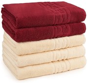 Set 5 Prosoape Baie, Bumbac 100% - Crem Visiniu