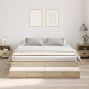 vidaXL Cadru de pat cu depozitare Stejar Sonoma 236.5 x 180 x 31.5 cm