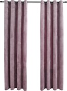 vidaXL Draperii opace cu inele, 2 buc., roz antic, 140x245 cm, catifea