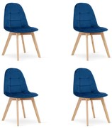 Set 4 Scaune Bucatarie/Dining Grace Albastru Inchis Catifea