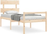 vidaXL Cadru de pat senior cu tăblie single mic, lemn masiv