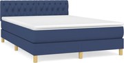 vidaXL Pat box spring cu saltea, albastru, 140x200 cm, textil