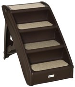 PawHut Scară Pliabilă pentru Câini cu 4 Trepte Antiderapante, Scară din PP pentru Animale de Companie, 62x38x49,5 cm, Maro | Aosom Romania