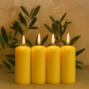 Set de lumânări pilon, 20 cm, Ø 7,5 cm, galben, 4 buc