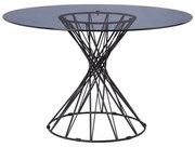 Masa dining rotunda blat de sticla securizata si metal 120 X 120 X 75 CM