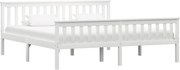 vidaXL Cadru de pat din lemn masiv de pin, alb, 180 x 200 cm