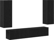 vidaXL Set comodă TV Pe perete Stejar Negru Lemn compozit