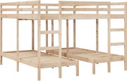 vidaXL Pat supraetajat triplu, 200x200/80x200 cm lemn pin