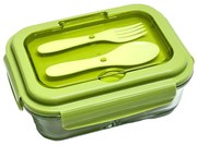 Cutie Alimente LUNCH BOX, 3 compartimente sticla cu Lingurita si Furculita, 1000 ml