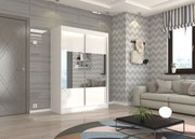 Dulap cu usi glisante si oglinda Tamos, ADRK Furniture (Culoare: Sonoma / Ciocolată Lacobel, Dimensiuni: 120x215 cm)