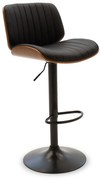 Scaun Bar Zyrenn Spatar Lemn, Tapiterie Piele Ecologica Neagra, Baza Neagra