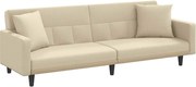 vidaXL Canapea extensibilă, cu perne, crem, material textil