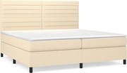 vidaXL Pat box spring cu saltea, crem, 200x200 cm, textil