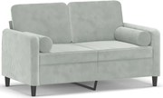 vidaXL Canapea cu 2 locuri cu pernuțe, gri deschis, 120 cm, catifea