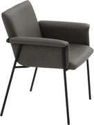Scaun tip fotoliu Ramira, piele ecologica, structura metalica - GRI ANTRACIT