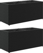vidaXL Jardiniere grădină 2 ghivece 2 buc. negru 72x30x32 cm poliratan