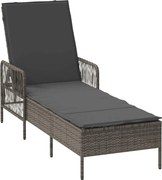 vidaXL Șezlong cu pernă Gri și gri închis 55 x 200 x 92 cm poliratan