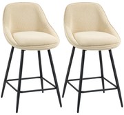 HOMCOM Set 2 Scaune de Bar cu Spătar și Brațe Rotative din Catifea Bej | Aosom Romania