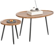 HOMCOM Set de 2 Măsuțe de Cafea Suprapunabile din Lemn și Metal | Aosom Romania