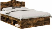 vidaXL Cadru de pat Stejar fumuriu 160 x 200 cm Lemn de pin masiv