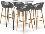 vidaXL Set mobilier de bar, 5 piese, alb și gri