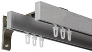 Galerie dubla cu canal de culisare inox, Seatle brush, Silver deschis - 360 cm