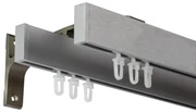 Galerie dubla cu canal de culisare inox, Seatle brush, Silver deschis - 360 cm