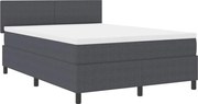 vidaXL Pat cu arcuri cu headboard Gri închis și alb 140 x 190 cm