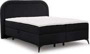 Pat boxspring negru cu spațiu de depozitare 160x200 cm Ornes – Ropez