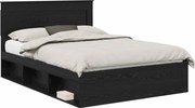 vidaXL Cadru de pat cu headboard Negru 140 x 190 cm Lemn de pin masiv