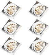 Set de 6 spoturi încastrate albe GU10 AR111 fără ramă, reglabile - Oneon