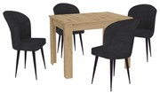 Set Masa Zeta, Stejar Artisan, 4 Scaune, Negre, 102 x 69 x 75 cm