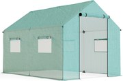Outsunny Seră de Grădină Tip Tunel 2x3x2 m cu Uși și Ferestre Rulabile, Acoperiș Înclinat, Structură din Oțel și Acoperire PE, pentru Grădină Legume Flori Fructe, Anti-UV, Verde | Aosom Romania