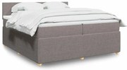 vidaXL Pat box spring cu saltea, gri taupe, 200x200 cm, textil
