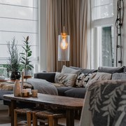 Lampă suspendată Art Deco aurie cu sticlă - Laura