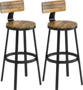 HOMCOM Set 2 Scaune de Bar, Șezuturi Rustice cu Spătar și Suport pentru Picioare, Maro Rustic | Aosom Romania