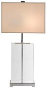Veioza, lampa de masa, finisaj nickel, corp din sticla, H-49cm, Bridgefield Crystal 105565 HZ