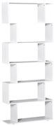 HOMCOM Biblioteca forma S, din PAL, 80x24x191cm, alba | Aosom Romania