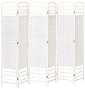 HOMCOM, Paravan interior, 6 panouri pliabile, 242L x 170H cm, lemn de plop, bambus, fibre de hârtie împletită, alb pai | Aosom Romania