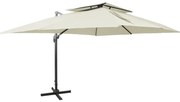 vidaXL Umbrelă în consolă cu înveliș dublu, nisipiu, 400x300 cm