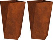 vidaXL Jardinieră 2 pcs Ruginit 40 x 40 x 75 cm