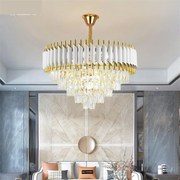 Candelabru Cristal, 8 x E27, Alb/Auriu