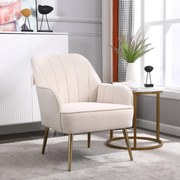 Fotoliu de salon modern din catifea, Design ergonomic, Bej