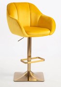 HR2055KW Scaun Galbenă din Catifea cu Bază Aurie