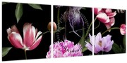 Tablou - Ilustrație de flori (cu ceas) (90x30 cm)