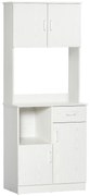 HOMCOM Bufet de bucătărie armoire de cuisine multi-depozitare 4 uși 1 sertar raft + mare blat 71 x 41 x 178 cm MDF alb | Aosom Romania