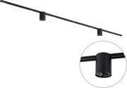 Sistem de iluminat pe șină modern negru cu 2 spoturi monofazate - Iconic Rondoo Up