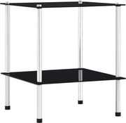 vidaXL Raft cu 2 niveluri, negru, 40 x 40 x 47 cm, sticlă securizată
